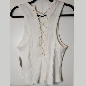 NWT Free People White Ribbed Tank Top